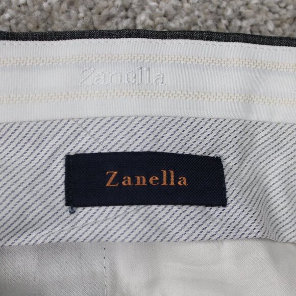 Zanella Devon Dress Pants Mens 36 Gray Flat Front 100% Wool w/ 30" inseam - Picture 11 of 13
